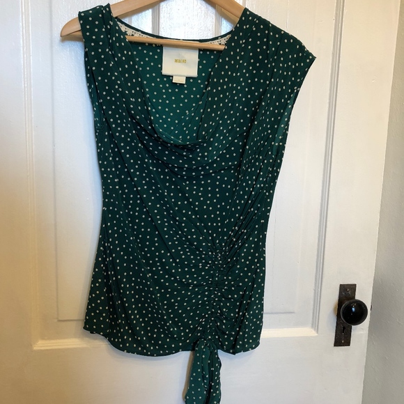 ANTHROPOLOGIE - Maeve Silk Polka-Dot Top - Picture 1 of 4